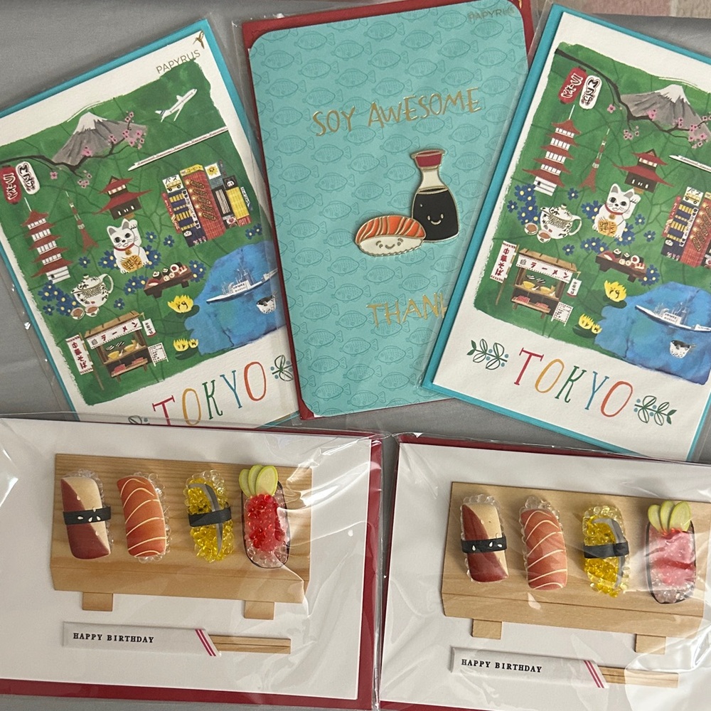 Papyrus Asian Inspired Greeting Cards bundle of 5 greeting cards